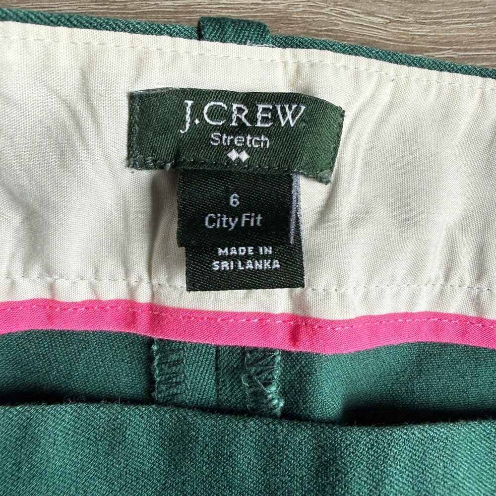 J.Crew‎ City Fit Stretch Pants Forest Green Side Zip Trousers 28637 Womens 6 - Picture 3 of 5